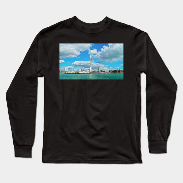 Spinnaker Tower panaromic view at Portsmouth Harbour Long Sleeve T-Shirt by fantastic-designs